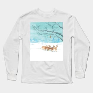 Roe Deer in white Winter Long Sleeve T-Shirt